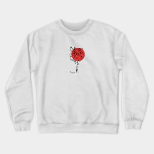 Tropical flower on red circle Crewneck Sweatshirt